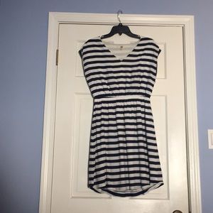 Navy and white striped dress